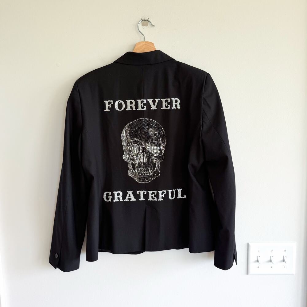 Hipchik Couture Forever Grateful Embellished Skull Blazer Black 12